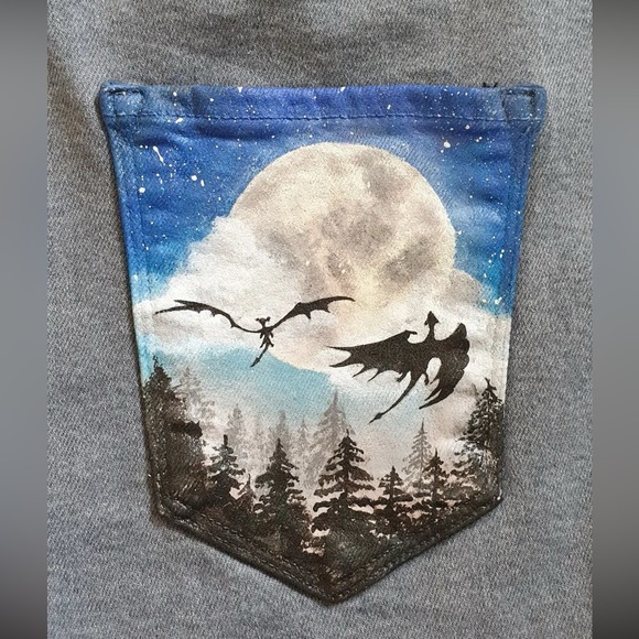 Hand painted Any Your Idea Custom Denim/Leather Jacket Bag Shoes - Picture 11 of 16